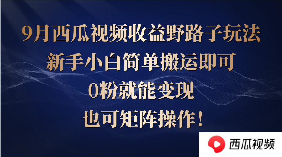 西瓜视频收益野路子玩法，新手小白简单搬运即可，0粉就能变现，也可矩…-个人设计资料分享