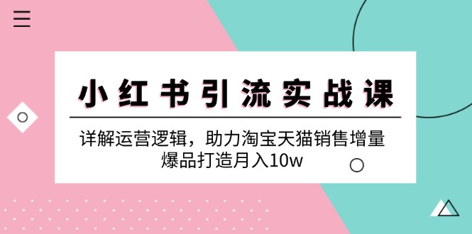 （12809期）小红书引流实战课：详解运营逻辑，助力淘宝天猫销售增量，爆品打造月入10w-个人设计资料分享