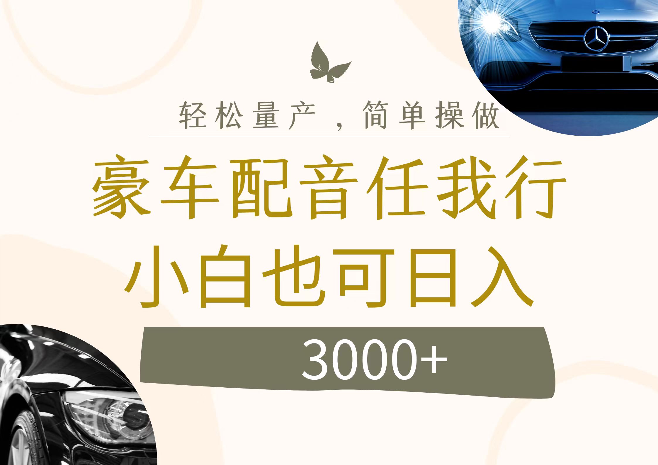 （12206期）不为人知的暴力小项目，豪车配音，日入3000+-个人设计资料分享