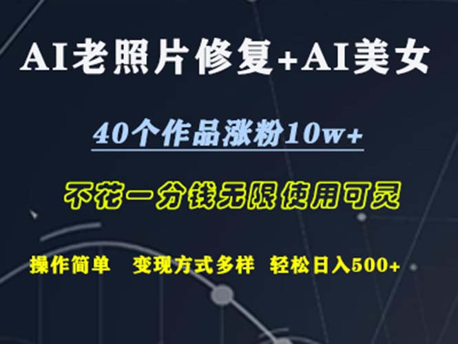 （12489期）AI老照片修复+AI美女玩发  40个作品涨粉10w+  不花一分钱使用可灵  操…-个人设计资料分享