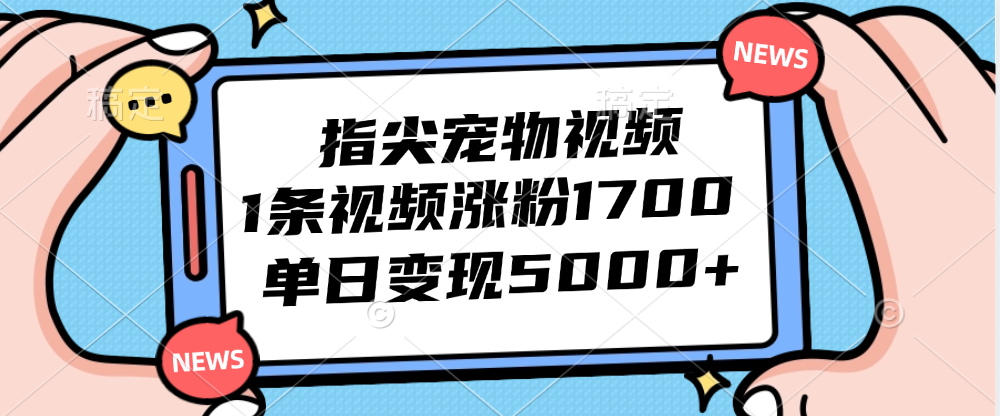 （12549期）指尖宠物视频，1条视频涨粉1700，单日变现5000+-个人设计资料分享