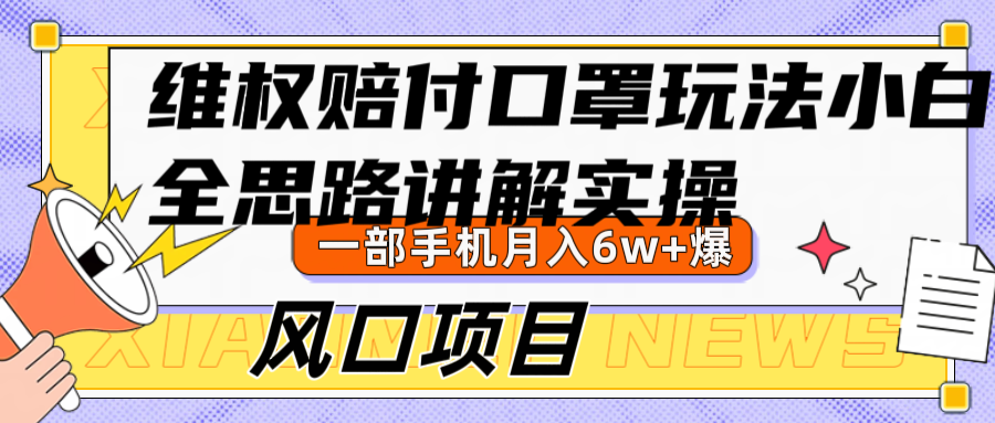 维权赔付口罩玩法，小白也能月入6w+，风口项目实操-个人设计资料分享