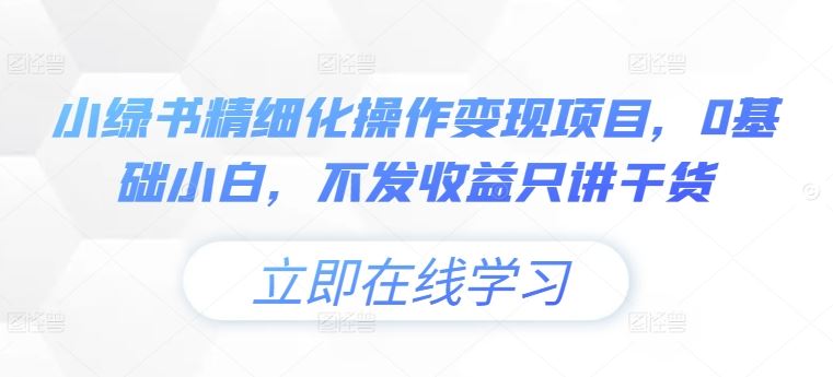 小绿书精细化操作变现项目，0基础小白，不发收益只讲干货-个人设计资料分享