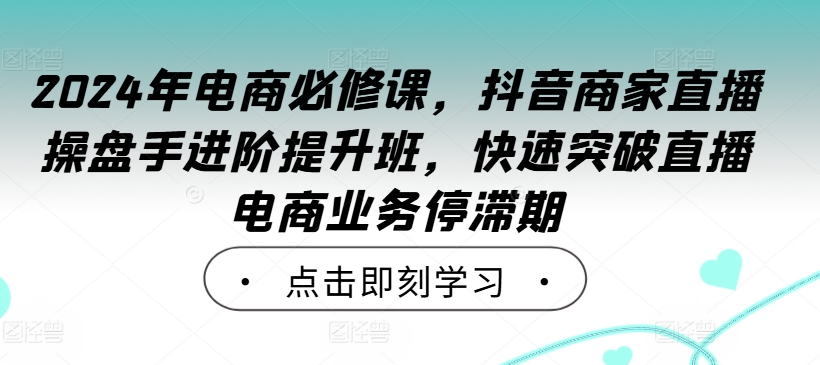 2024年电商必修课，抖音商家直播操盘手进阶提升班，快速突破直播电商业务停滞期-个人设计资料分享