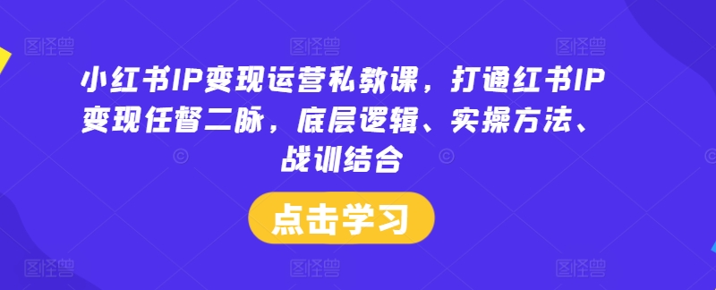 小红书IP变现运营私教课，打通红书IP变现任督二脉，底层逻辑、实操方法、战训结合-个人设计资料分享