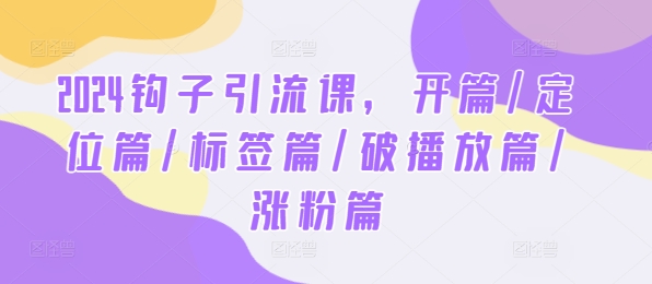 2024钩子引流课，开篇/定位篇/标签篇/破播放篇/涨粉篇-个人设计资料分享