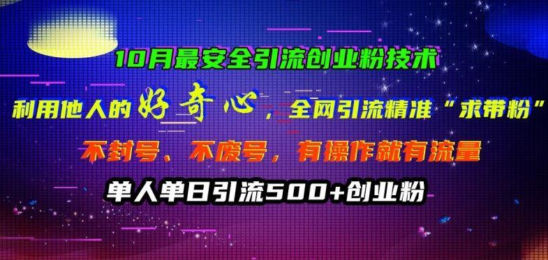 10月最安全引流创业粉技术，利用他人的好奇心全网引流精准“求带粉”不封号、不废号【揭秘】-个人设计资料分享