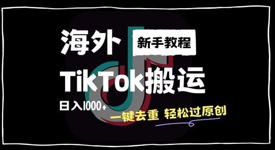 2024最新海外TikTok搬运玩法，一键去重轻松过原创，新手无经验也能日入1k【揭秘】-个人设计资料分享