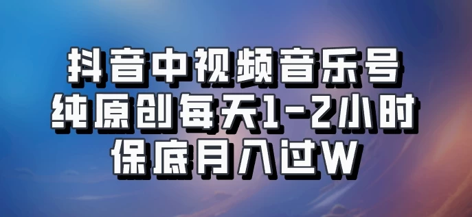 抖音中视频音乐号，纯原创每天1-2小时，保底月入过W，可矩阵放大-个人设计资料分享