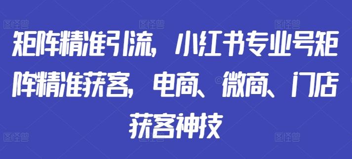 矩阵精准引流，小红书专业号矩阵精准获客，电商、微商、门店获客神技-个人设计资料分享