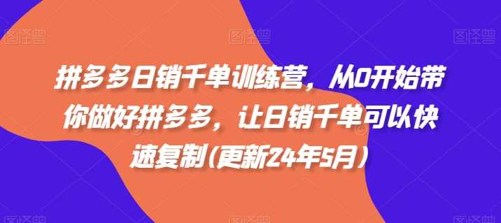 拼多多日销千单训练营，从0开始带你做好拼多多，让日销千单可以快速复制(更新24年12月)-个人设计资料分享