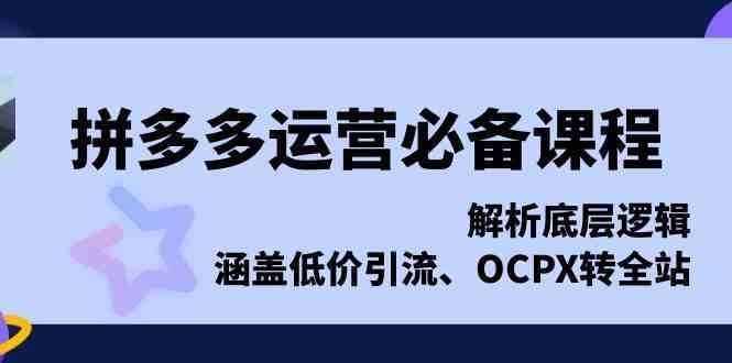 拼多多运营必备课程，解析底层逻辑，涵盖低价引流、OCPX转全站-个人设计资料分享