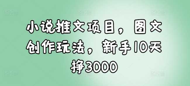 小说推文项目，图文创作玩法，新手10天挣3000-个人设计资料分享